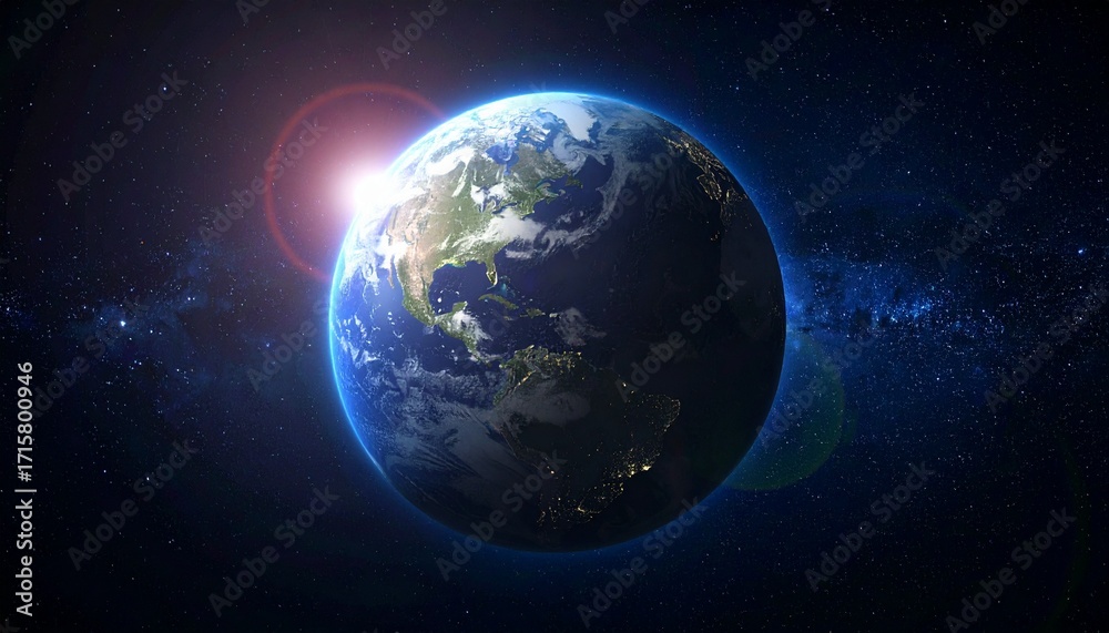 Fototapeta premium Earth shining quietly in deep space