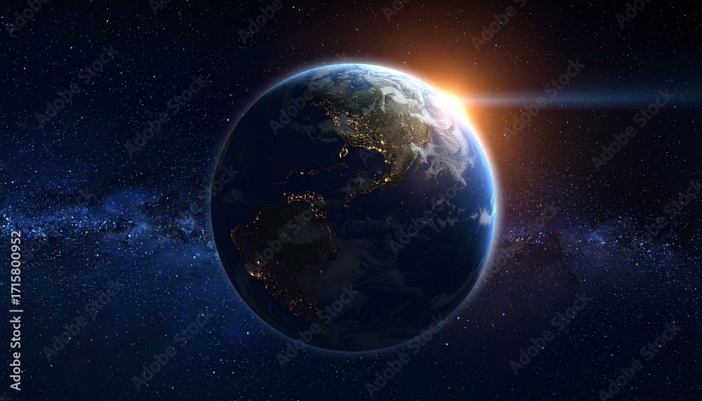 Obraz premium Earth shining quietly in deep space