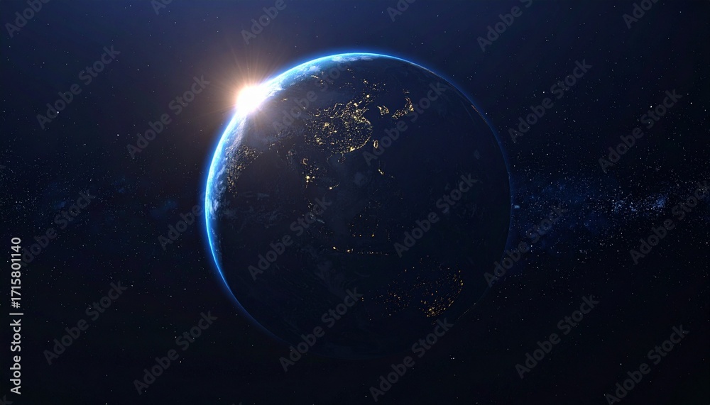 Obraz premium Earth shining quietly in deep space