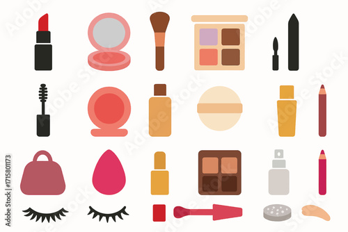 Makeup Cosmetic Products Collection with Beauty Essentials