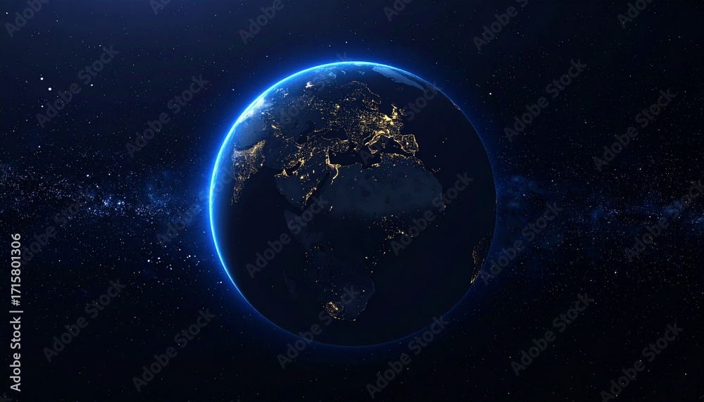 Obraz premium Earth shining quietly in deep space