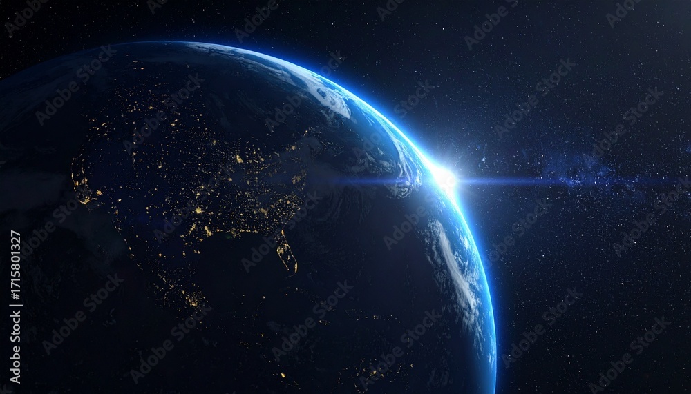 Obraz premium Earth shining quietly in deep space