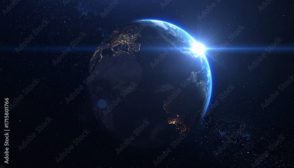 Obraz premium Earth shining quietly in deep space