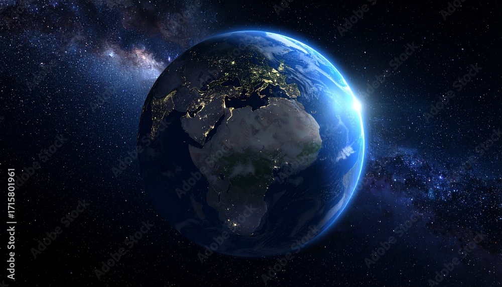 Fototapeta premium Earth shining quietly in deep space