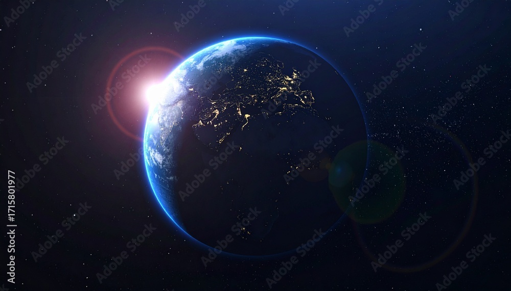 Obraz premium Earth shining quietly in deep space