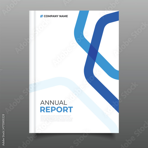 modern business annual report cover template flyer blue geometric design