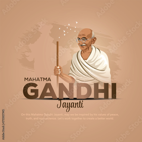 creative vector design for gandhi bapu birthday or jayanti post. 2nd october.