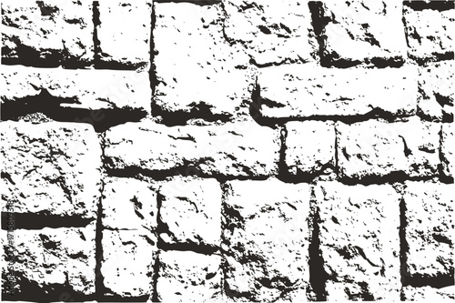 Brick Wall Texture Background, Vintage Brick Wall Vector Pattern, Dirty Old Brick Wall Grunge Overlay, Black and White Brick Texture Template