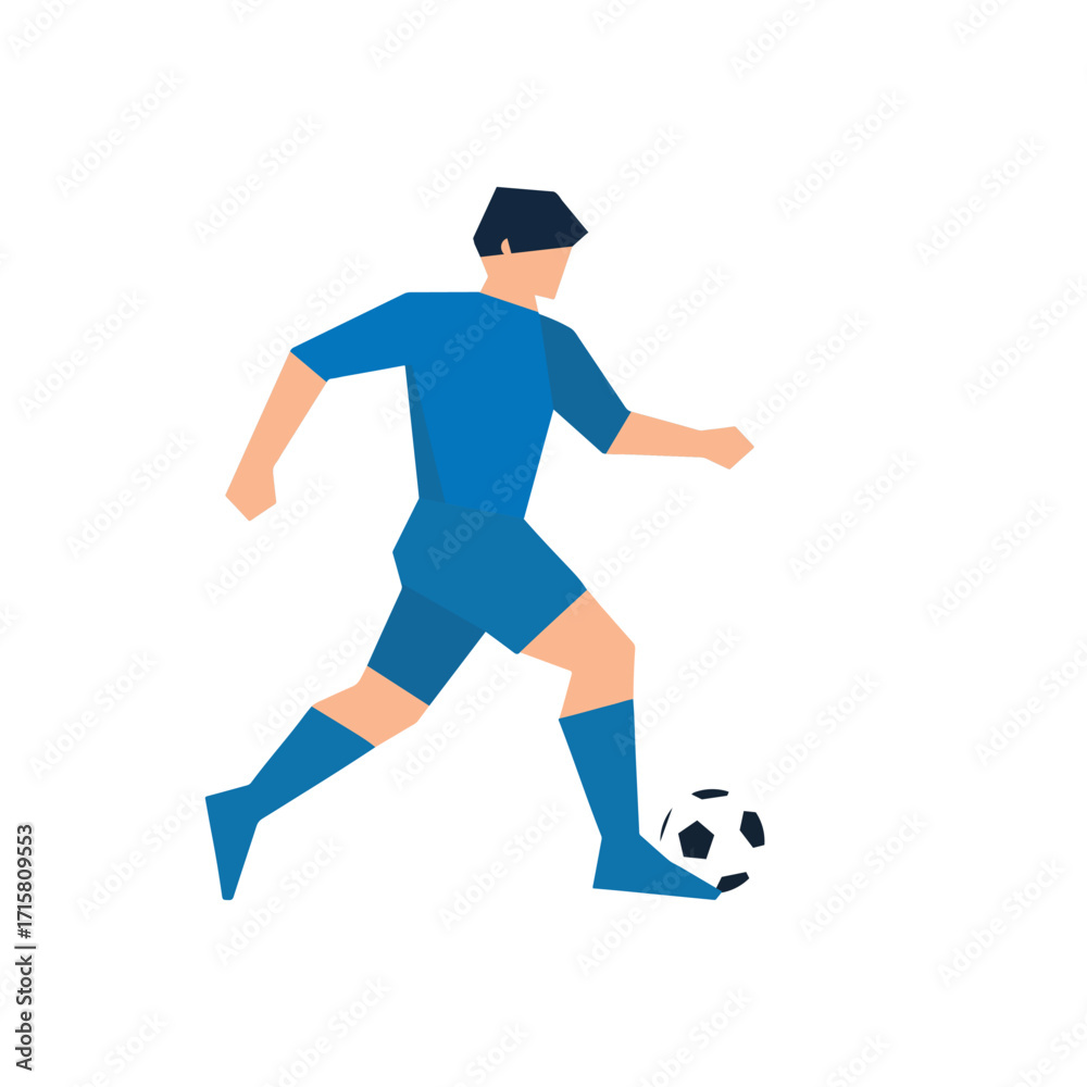 Obraz premium Flat Vector Soccer Player Kicking Ball. Perfect for sports posters, web graphics, infographics, and football event promotions.
