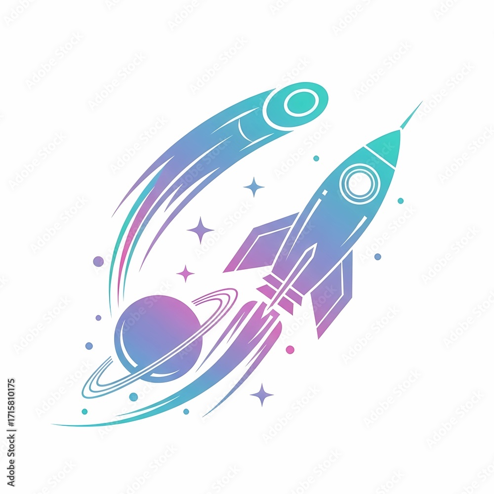 Obraz premium Futuristic Space Exploration and Rocket Travel Icon Vector