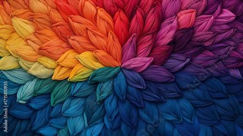 Wallpaper Mural Ornamental rainbow silky concept, Vibrant Colorful Petals Formation in Gradient Rainbow Display Torontodigital.ca