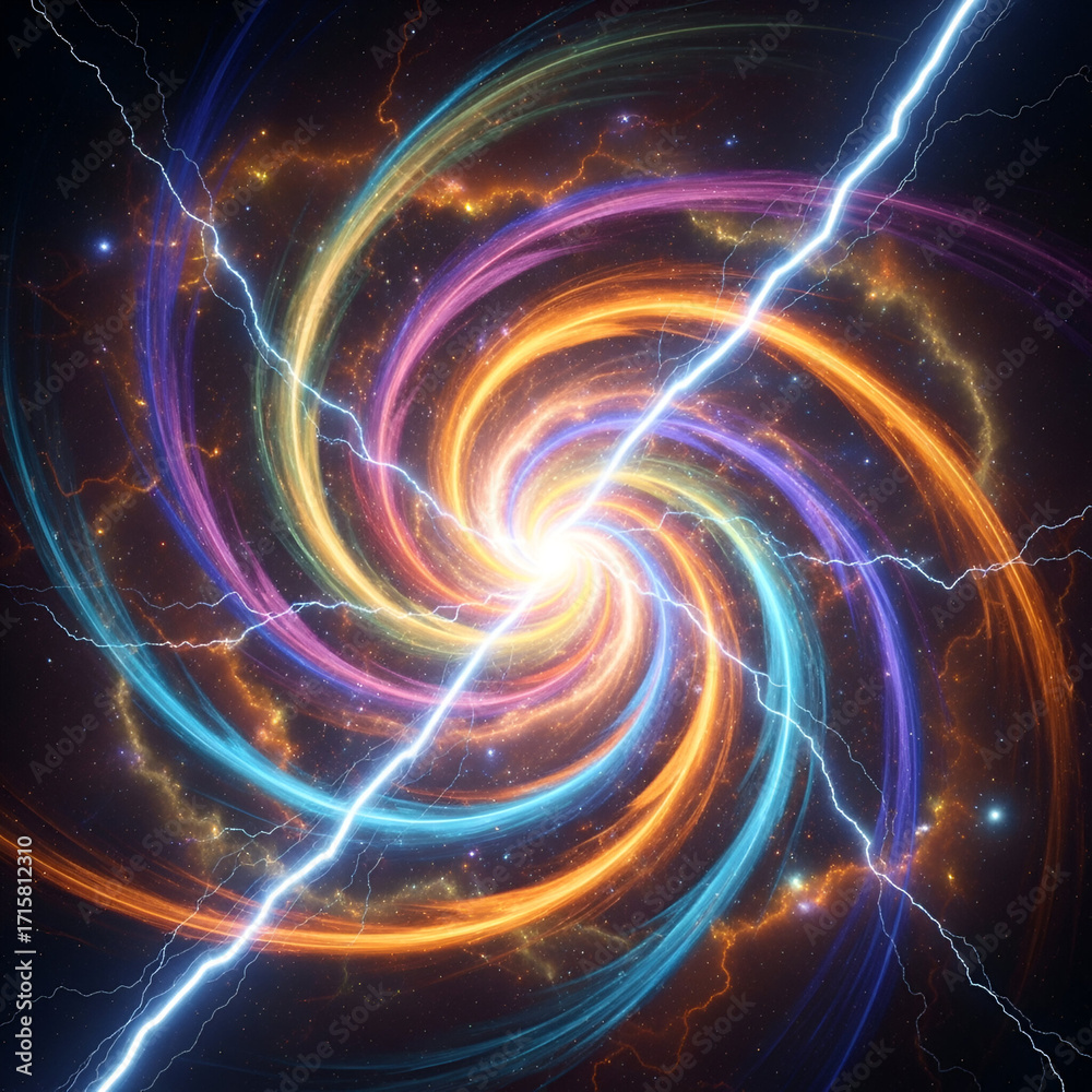 Obraz premium Vibrant Energy Vortex - A Swirling Symphony of Light and Lightning.