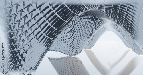 Abstract architecture background arched interior 3d render