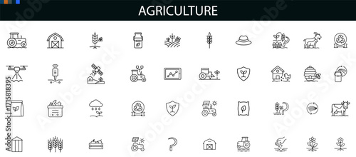 Agriculture Icon Set for Farming, Produce, Livestock, and Rural Industry UI Design