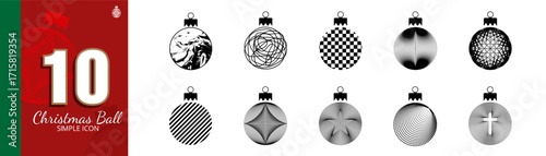 Christmas balls icon set, Happy new year and Merry Christmas simple icon or symbol for greeting card design, social media banner, marketing material, website banner, party invitation card