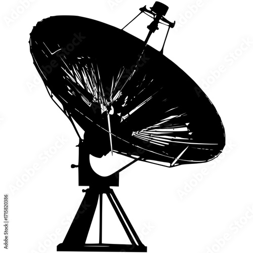 Satellite dish antenna vector illustration communication technology icon silhouette