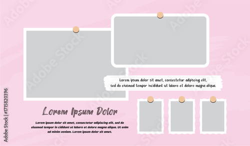 Pictures or photos frame collage layout abstract photo frames and digital photo wall template