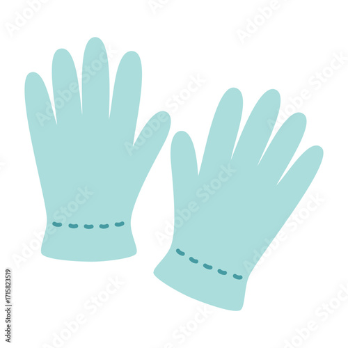 rubber gloves isolated, flat style
