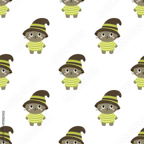 pattern with cat in halloween costume