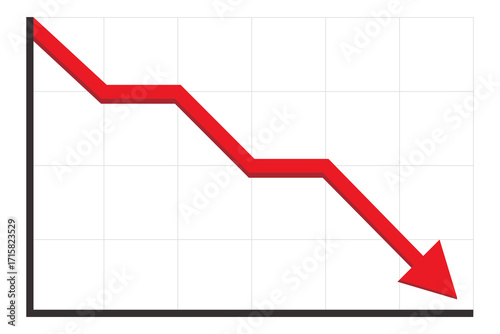 Arrow goes down on a chart.arrow graph going down fall stock diagram loss business decline economic recession financial negative.