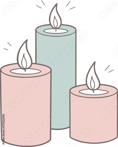 Minimalist three pillar candles in a vintage style design