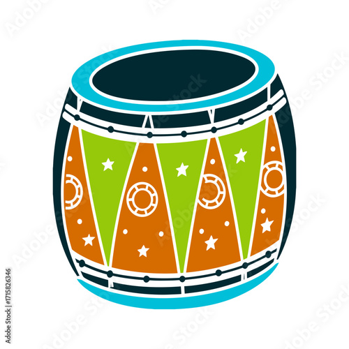 Mapuche Kultrun Drum with Cosmic Symbols Illustration Mapuche Kultrun Drum four part drum with cosmic symbols
