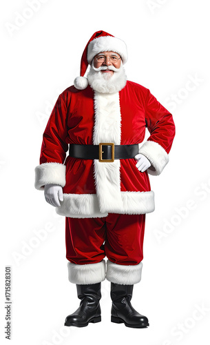 Classic Santa Claus in Festive Red Suit with White Fur Trim isolated on transparent background