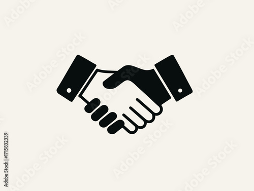 Illustration of a handshake with black sleeves and white dots against a light background design artful