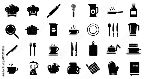 Kitchen and Cooking Utensils Icons for Culinary Interfaces