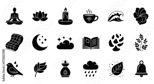 Mindfulness and Relaxation Icons for Meditation and Wellness Apps