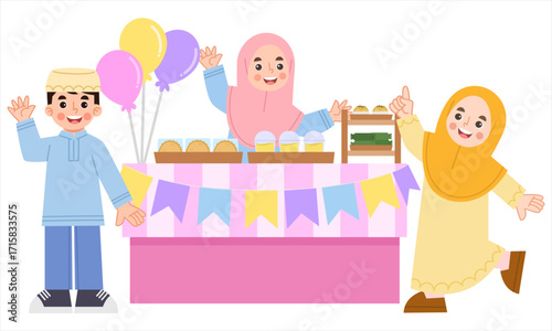 Food Stall Illustration. Market day illustration.