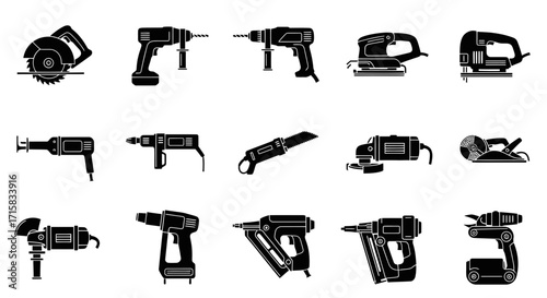 Power Tools Silhouettes for DIY and Construction