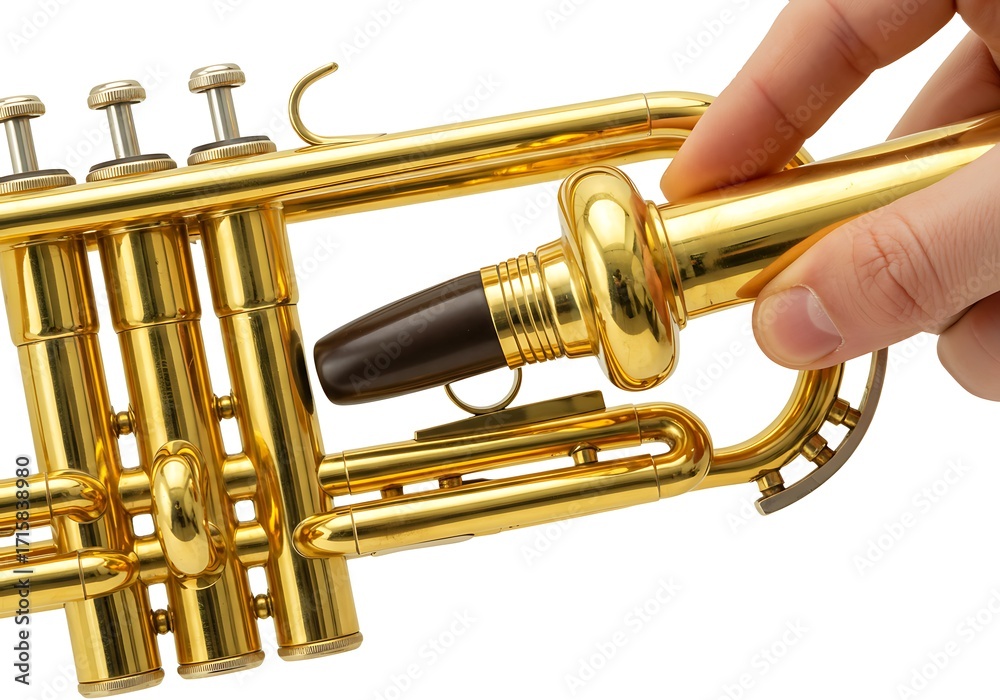 Obraz premium Brass trumpet mouthpiece replacement