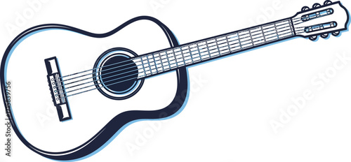 Simple line art drawing of a classical acoustic guitar on a white background.