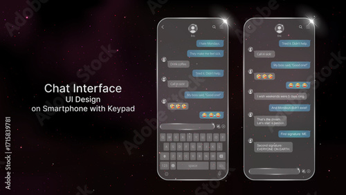 Smartphone Chat Interface UI – Mobile Messaging App Design with Dialogue Window, Keypad, and SMS Conversation Screen Vector Illustration
