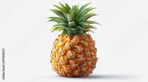 Spiky tropical fruit with vibrant green crown, golden brown textured skin, a juicy treat