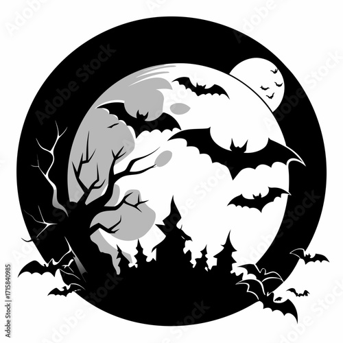 halloween background with pumpkin and bats