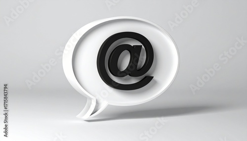 3D @ email symbol icon in a speech bubble