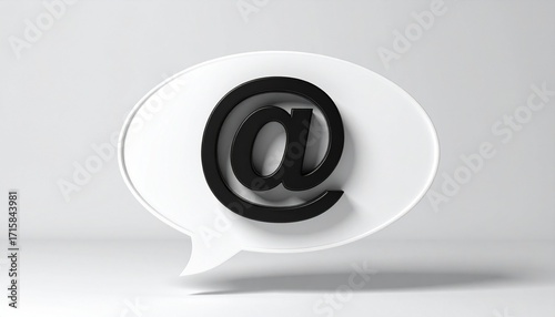 3D @ email symbol icon in a speech bubble