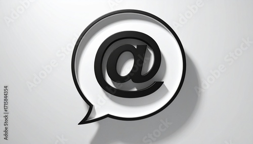 3D @ email symbol icon in a speech bubble