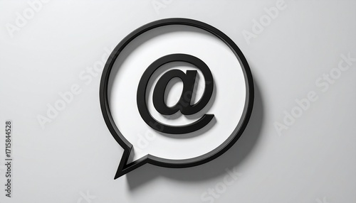3D @ email symbol icon in a speech bubble