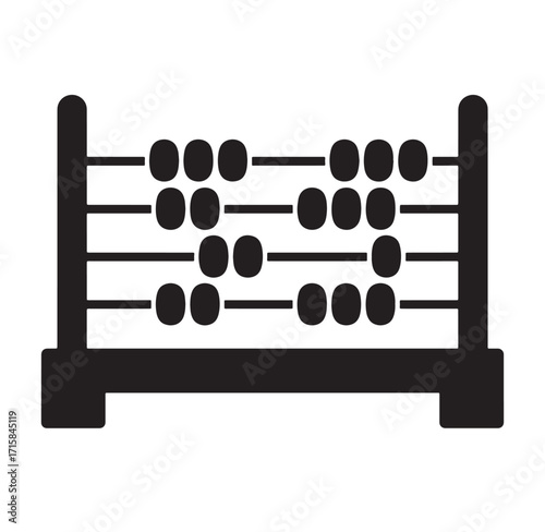 Black and white abacus illustration representing arithmetic calculations and mathematics