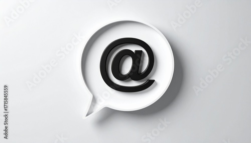 3D @ email symbol icon in a speech bubble
