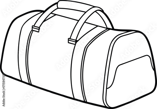 a stylish duffel bag designed for travel and sports activities line art.