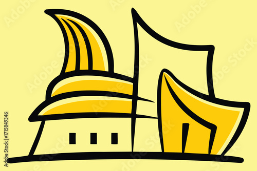 Royal crown icon with a summer sailing yacht and boat cruise on the ocean
