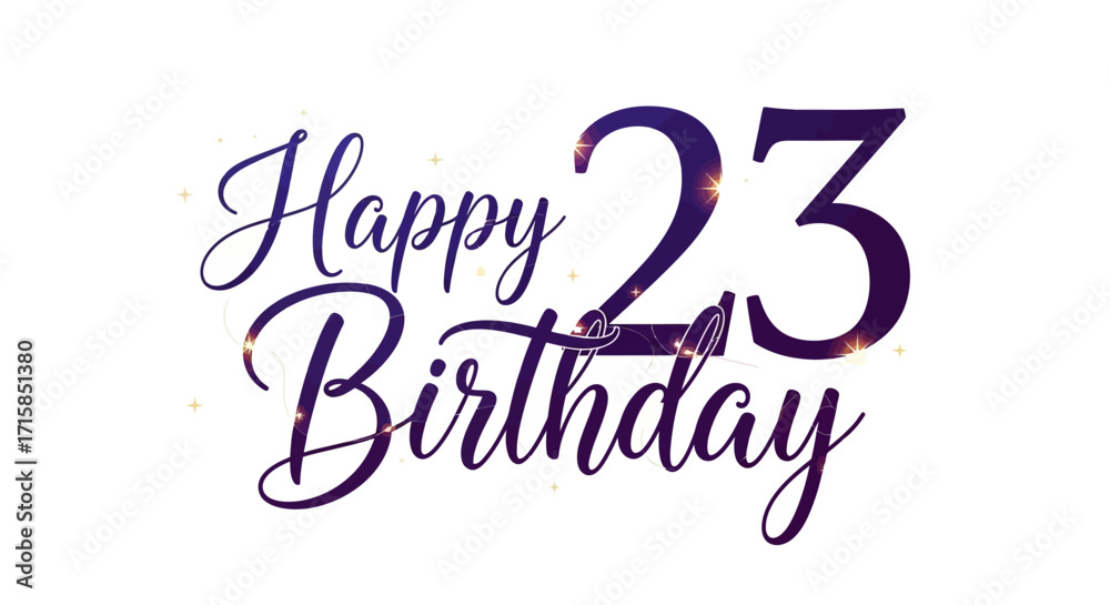 Obraz premium Elegant Happy 23rd Birthday graphic with shimmering design for celebrations and special occasions