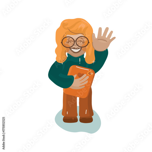 teacher one red hairs cartoon, vector, boy, illustration, people, character, glasses, kid, child, person, fun, business, funny, student, school, smile, clipart, nerd, woman, flowers, face