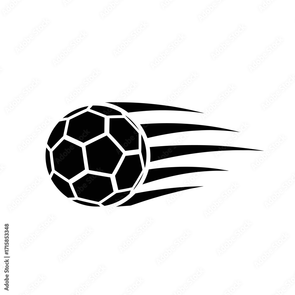 Obraz premium Black and White Hand Ball Icon in Motion, Fast-Moving Sport Ball Graphic