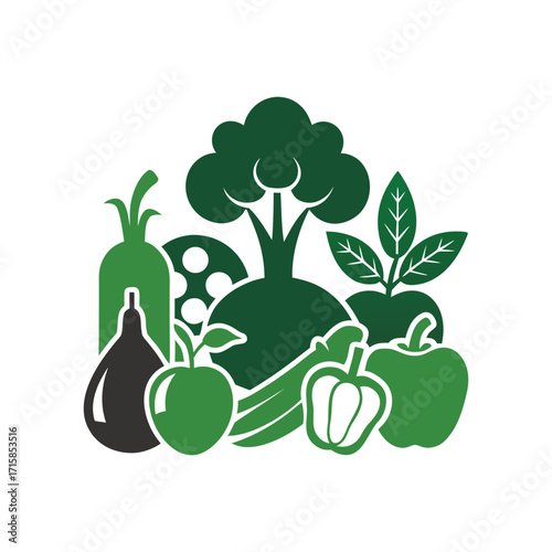 green apple vector illustration with leaves