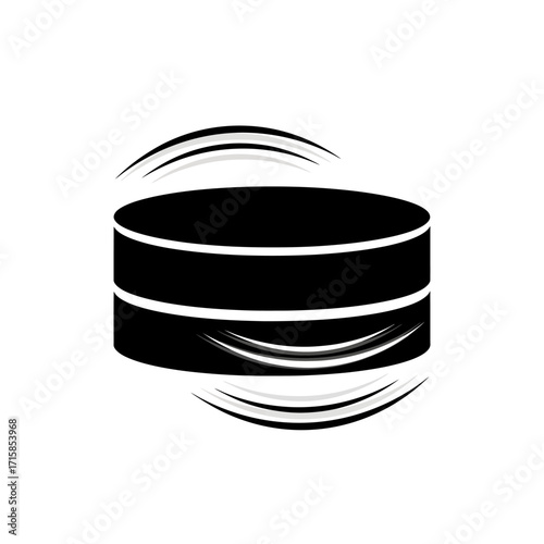 Black Hockey Puck with Dynamic Graphic Design
